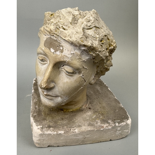 357 - DORIS FLINN (1892-1977): A PLASTER SCULPTURE OF LADY'S HEAD
32cm x 25cm
 