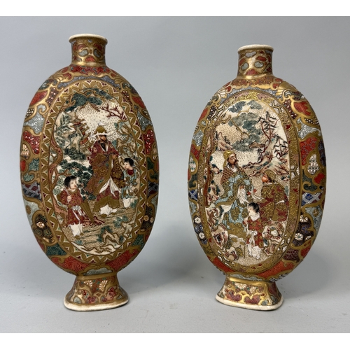 361 - A PAIR OF JAPANESE SATSUMA FLASKS, 19TH CENTURY
Tallest 20.5cm H
 