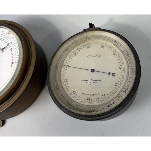 363 - NEGRETTI AND ZAMBRA: A FISHERMAN'S ANEROID BAROMETER, TOGETHER WITH A COMPENSATED ANEROID BAROMETER ... 