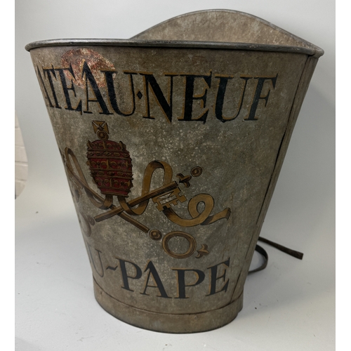 366 - A CHATEAU NEUF DE PAPE METAL GRAPE HOPPER
61cm x 56cm x 46cm