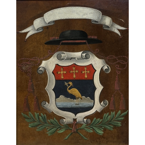 37 - AN 18TH CENTURY OIL PAINTING ON CANVAS DEPICTING A COAT OF ARMS
67cm x 51cm
Framed 78cm x 63cm... 