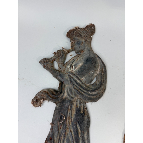 372 - TWO VICTORIAN METAL FIGURES PLAYING INSTRUMENTS
Largest 59cm L