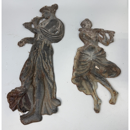 372 - TWO VICTORIAN METAL FIGURES PLAYING INSTRUMENTS
Largest 59cm L