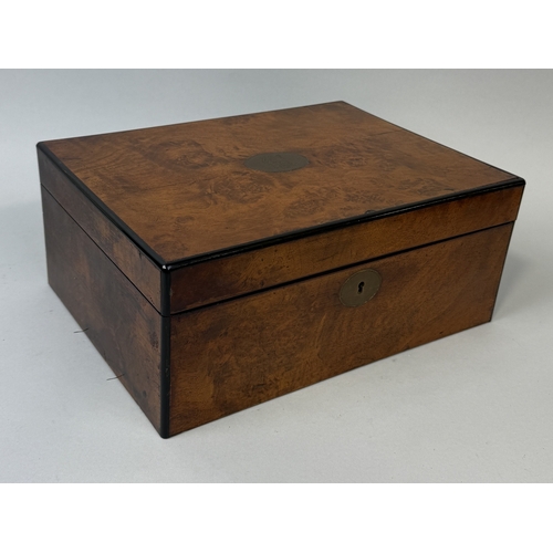 392 - A 19TH CENTURY WALNUT SEWING BOX
31cm x 22cm x 13cm