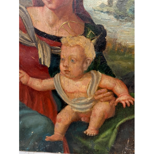 40 - ITALIANATE PANEL: MADONNA AND CHILD PAINTING
49cm x 37cm
Numbers to verso.
 ... 