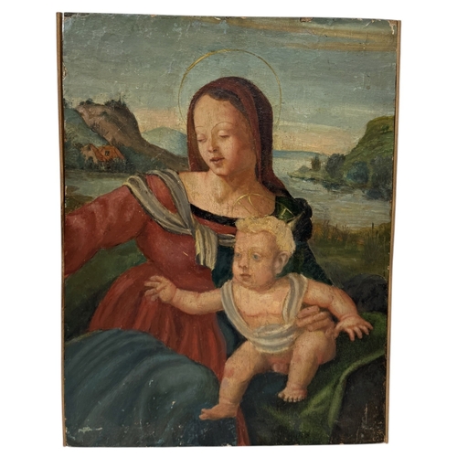 40 - ITALIANATE PANEL: MADONNA AND CHILD PAINTING
49cm x 37cm
Numbers to verso.
 ... 