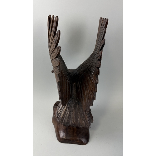 405 - A WOODEN SCULPTURE OF AN EAGLE WITH OUTSTRETCHED WINGS
51cm H