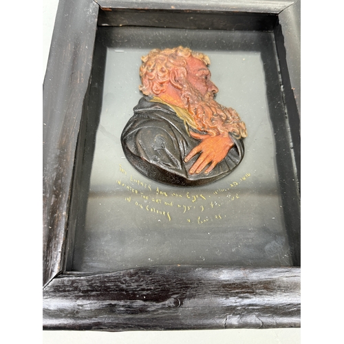 432 - AFTER JAN VAN EYCK: A WAX PORTRAIT SIGNED 'PICARD'
13cm x 9cm
Mounted in a frame.... 