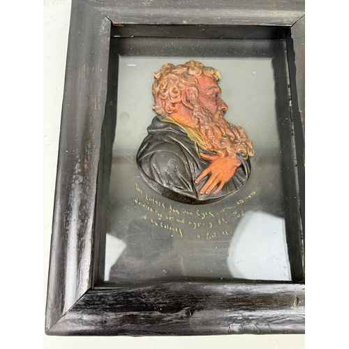 432 - AFTER JAN VAN EYCK: A WAX PORTRAIT SIGNED 'PICARD'
13cm x 9cm
Mounted in a frame.... 