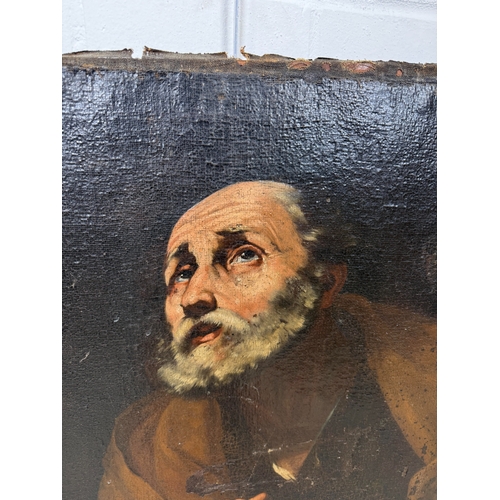 5 - MANNER OF JUSEPE DE RIBERA (SPANISH 1591-1652): AN OIL PAINTING ON CANVAS DEPICTING SAINT PETER
78cm... 