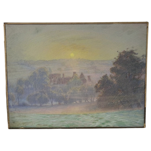 500 - WILLIAM SAMUEL HORTON (AMERICAN 1865-1936): A PASTEL DRAWING ON PAPER DEPICTING A COUNTRYSIDE SCENE
... 