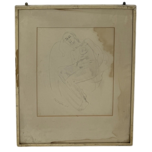 507 - A PENCIL DRAWING OF A NUDE LADY
Signed 'Ethel' and dated 1934.
41cm x 33cm
Framed and glazed 65cm x ... 