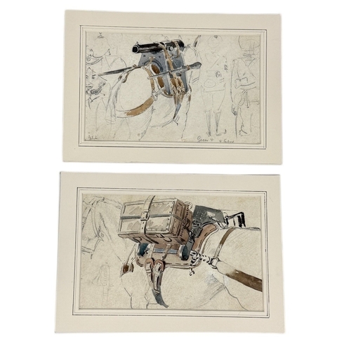 508 - ALFRED CROWDY LOVETT C.B.E (1862-1919): A GROUP OF FOUR WATERCOLOUR PAINTINGS ON BOARD DEPICTING IND... 