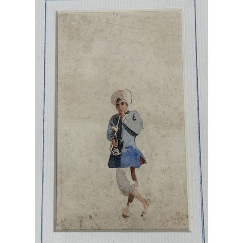 518 - ALFRED CROWDY LOVETT C.B.E (BRITISH 1862-1919): A PAIR OF MINIATURE WATERCOLOUR PAINTINGS DEPICTING ... 