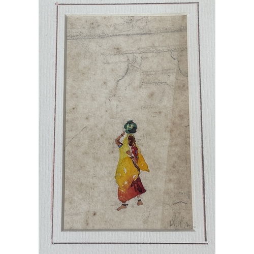 518 - ALFRED CROWDY LOVETT C.B.E (BRITISH 1862-1919): A PAIR OF MINIATURE WATERCOLOUR PAINTINGS DEPICTING ... 