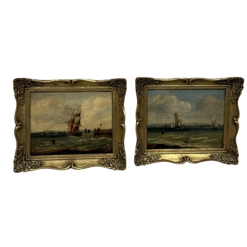 535 - ALFRED VICKERS (1786-1868): A PAIR OF OIL PAINTINGS ON BOARD DEPICTING MARITIME SCENES
25cm x 20cm e... 