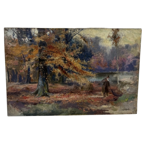 577 - MANNER OF WILLIAM GILBERT FOSTER: AN OIL PAINTING ON CANVAS DEPICTING A GENTLEMAN IN A WOODLAND
Sign... 