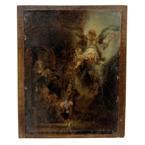 61 - AFTER REMBRANDT: AN OIL PAINTING ON CANVAS DEPICTING A RELIGIOUS SCENE
17.5cm x 13cm