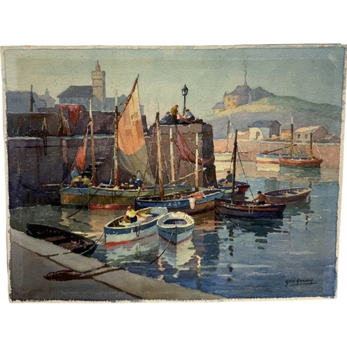 646 - GEORGE AYLING (BRITISH 1887-1960): A WATERCOLOUR PAINTING ON PAPER DEPICTING SAILBOATS IN A HARBOUR
... 