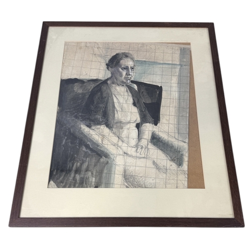 649 - A WATERCOLOUR PAINTING ON PAPER DEPICTING A SEATED LADY
Approx 45cm x 35cm
Slipped in mount. Framed ... 