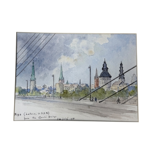 660 - JOHN CODRINGTON (BRITISH 1898-1991): A GROUP OF THREE WATERCOLOUR PAINTINGS ON PAPER DEPICTING VIEW ... 