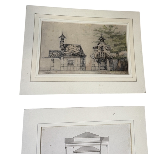 661 - A COLLECTION OF 19TH CENTURY GERMAN SCHOOL WATERCOLOURS, DEPICTING ARCHITECTURAL STUDIES AND PLANS (... 