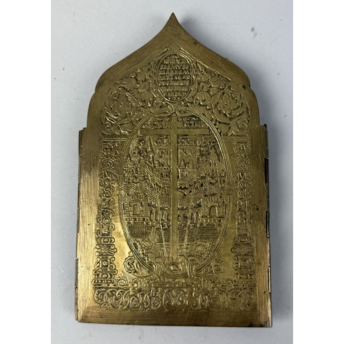 79 - AN ANTIQUE BRONZE FOLDING ORTHODOX ICON
When open 40cm x 17.5cmQUQ