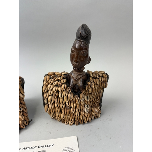 84 - A PAIR OF YORUBA IBEDJI TWIN FIGURES WITH CAORI SHELL COATS
28cm x 20cm
Provenance: Purchased from T... 