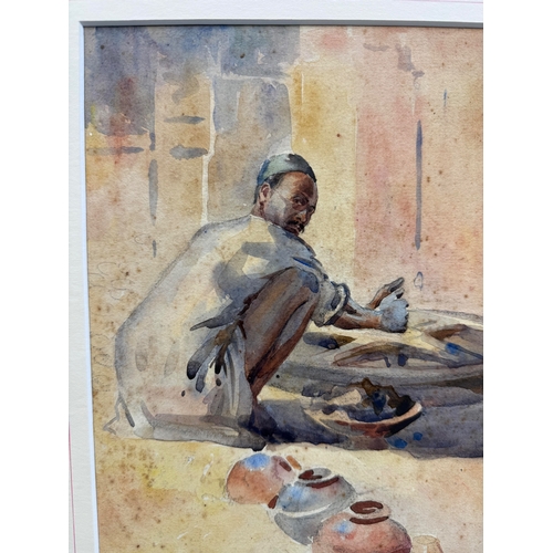 29 - ALFRED CROWDY LOVETT C.B.E (BRITISH 1862-1919): A WATERCOLOUR PAINTING ON PAPER DEPICTING A PORTRAIT... 