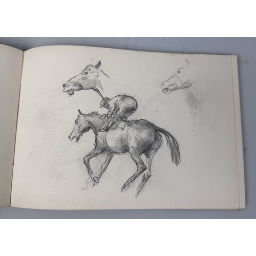 59 - NIGEL LOVETT (BRITISH B.1900): A SKETCH BOOK CONTAINING A VARIETY OF BRITISH SPORTING PICTURES, MAIN... 