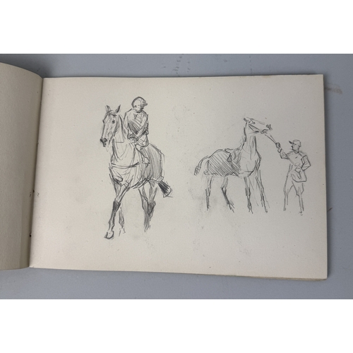 59 - NIGEL LOVETT (BRITISH B.1900): A SKETCH BOOK CONTAINING A VARIETY OF BRITISH SPORTING PICTURES, MAIN... 
