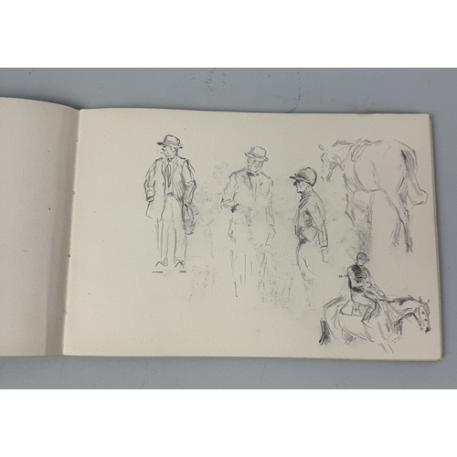 59 - NIGEL LOVETT (BRITISH B.1900): A SKETCH BOOK CONTAINING A VARIETY OF BRITISH SPORTING PICTURES, MAIN... 
