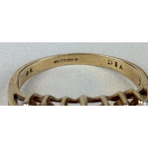 15 - A 9CT GOLD THREE ROW DIAMOND RING SET WITH 21 DIAMONDS
Weight: 4.1gms