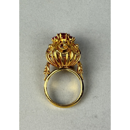 16 - A 22CT GOLD RUBY CLUSTER RING
Weight: 12gms