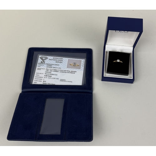 19 - AN 18CT GOLD DIAMOND SOLITAIRE RING
Weight: 4.15gms
Size M
Together with a certificate.... 