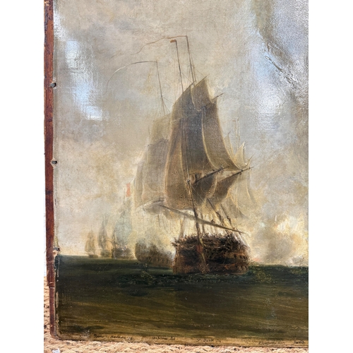 3 - ATTRIBUTED TO WILLIAM DANIELL R.A. (BRITISH 1769-1837): AN OIL PAINTING ON CANVAS 'THE BATTLE OF TRA... 