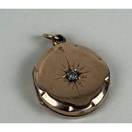 40 - AN ANTIQUE DIAMOND SET GOLD LOCKET, INSCRIBED FOR 1894
Weight: 6.2gms