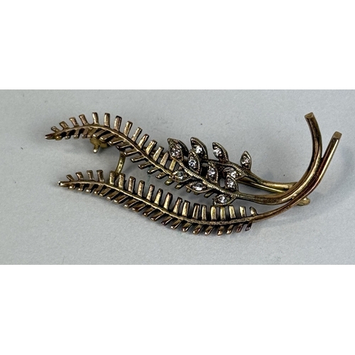 41 - A 9CT GOLD FERN LEAF BROOCH WITH DIAMONDS
Weight: 5.7gms