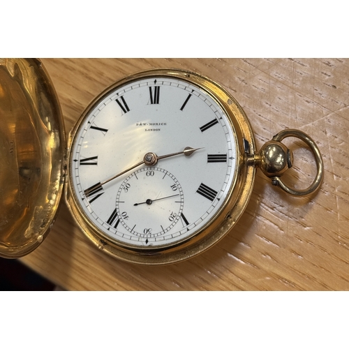 5 - D&W MORICE, LONDON: A LARGE 18CT GOLD POCKET WATCH
Weight: 136gms
Inside watch case marked 'TW'.... 