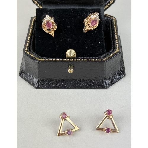 53 - TWO PAIRS OF 9CT GOLD EARRINGS SET WITH RUBIES
Total weight: 2.9gms
