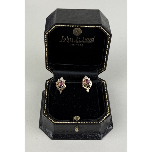 53 - TWO PAIRS OF 9CT GOLD EARRINGS SET WITH RUBIES
Total weight: 2.9gms