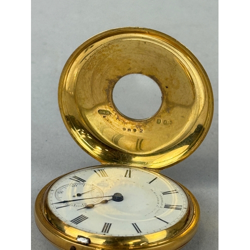 6 - AN 18CT GOLD HALF HUNTER POCKET WATCH BY MUIRHEAD AND SONS, GLASGOW
Weight: 75gms