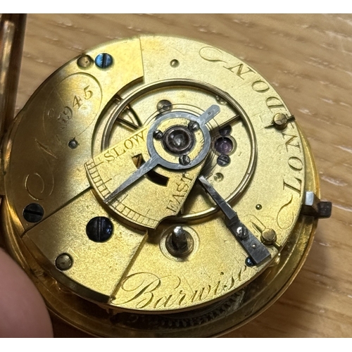 7 - BARWISE LONDON: AN 18CT GOLD POCKET WATCH IN RED LEATHER BOX
The watch inside case hallmarked 18ct a... 
