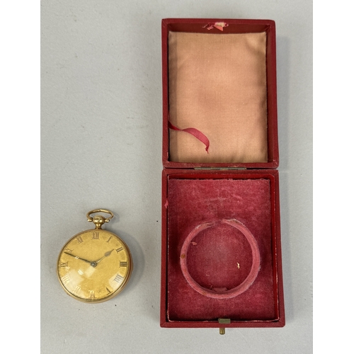 7 - BARWISE LONDON: AN 18CT GOLD POCKET WATCH IN RED LEATHER BOX
The watch inside case hallmarked 18ct a... 