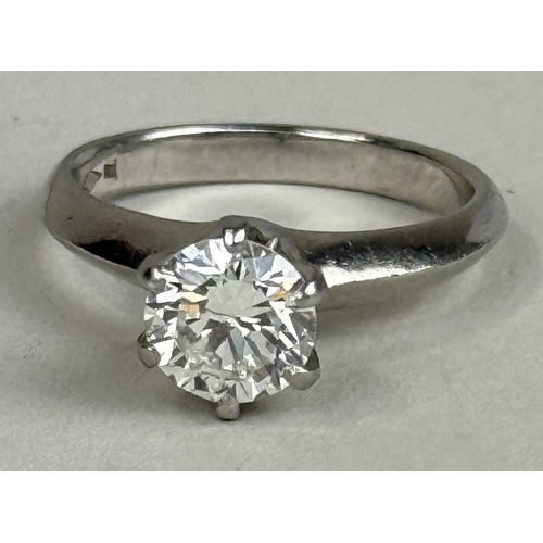 9 - A 1.44CT SOLITAIRE DIAMOND RING SET IN PLATINUM TOGETHER WITH A EDGR JEWELLERY REPORT
6.5 gms
The di... 