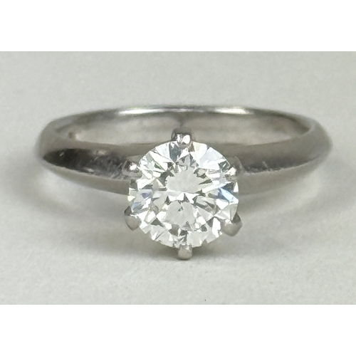 9 - A 1.44CT SOLITAIRE DIAMOND RING SET IN PLATINUM TOGETHER WITH A EDGR JEWELLERY REPORT
6.5 gms
The di... 