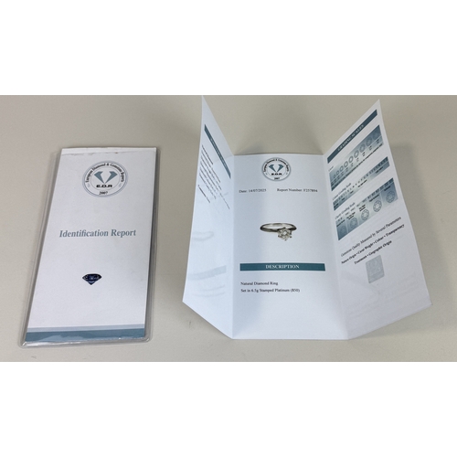 9 - A 1.44CT SOLITAIRE DIAMOND RING SET IN PLATINUM TOGETHER WITH A EDGR JEWELLERY REPORT
6.5 gms
The di... 
