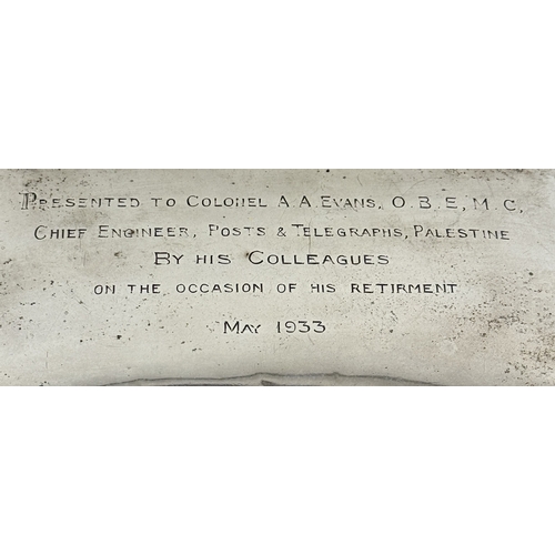 115 - A SILVER CIGARETTE BOX BY J.B. CHATTERLEY, BIRMINGHAM 1922
Inscribed 'Presented to Colonel A.A Evans... 