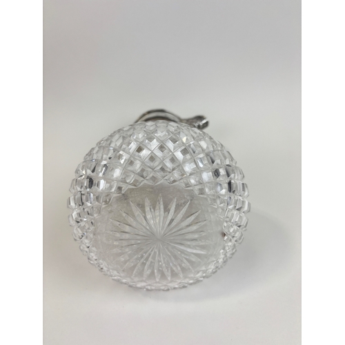 120 - A EDWARD HUTTON .925 STERLING SILVER AND CUT GLASS CLARET JUG, 1892
Height: 24cm