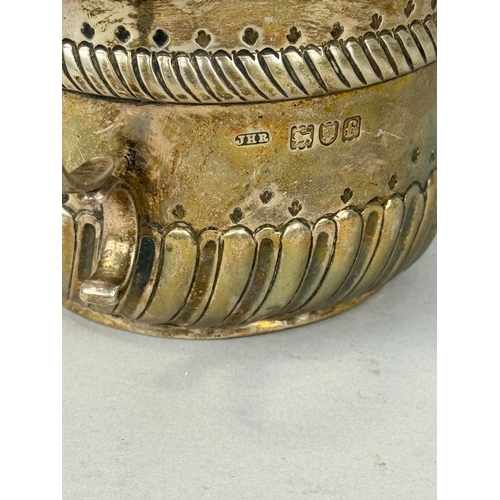 126 - A SILVER TWIN HANDLED CUP
Marked JHR.
15cm x 7.5cm
Weight: 158gms